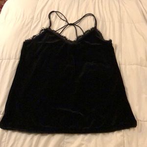 Black Velvet Cross Back Tank Top